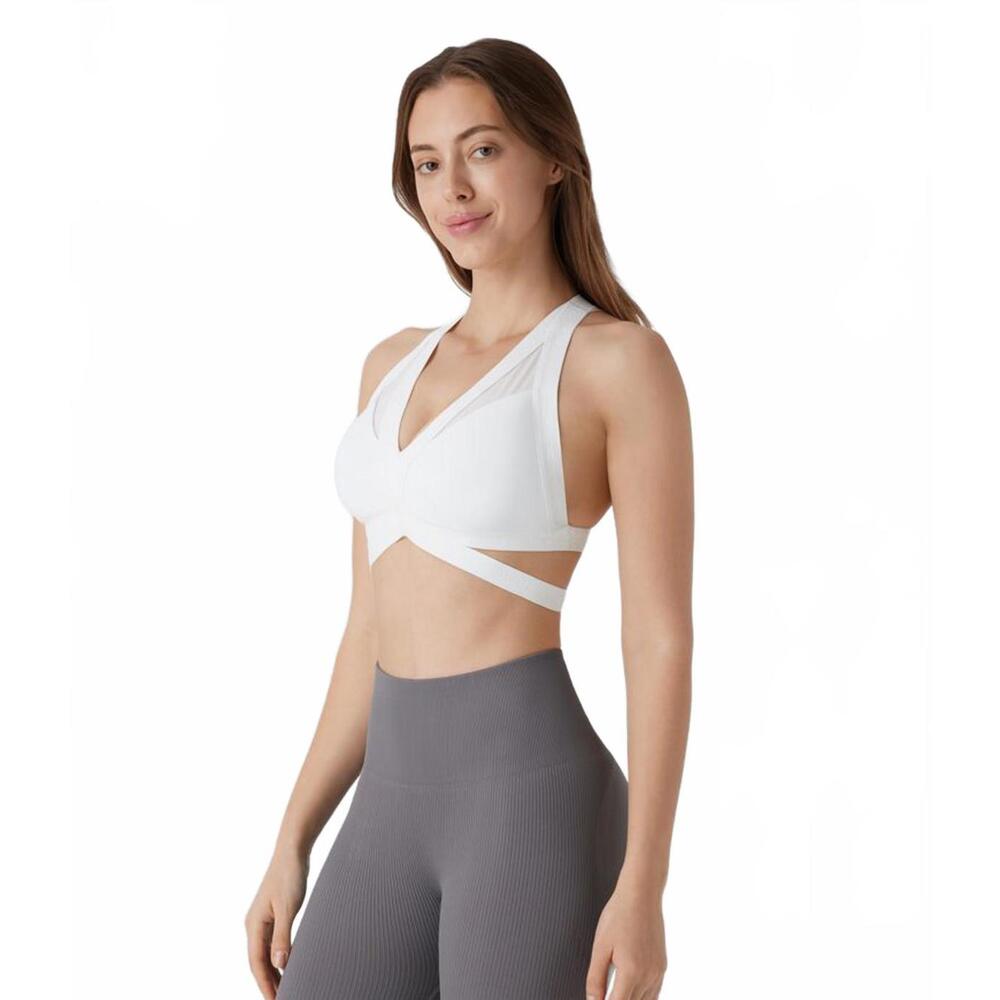 HALARA White Wrap Sports Bra